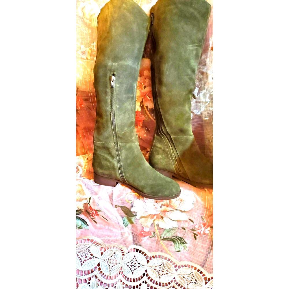 Olive Green Matisse Suede"Scarlet"Over-The-Knee Boots Boho Rustic Equestrian 6